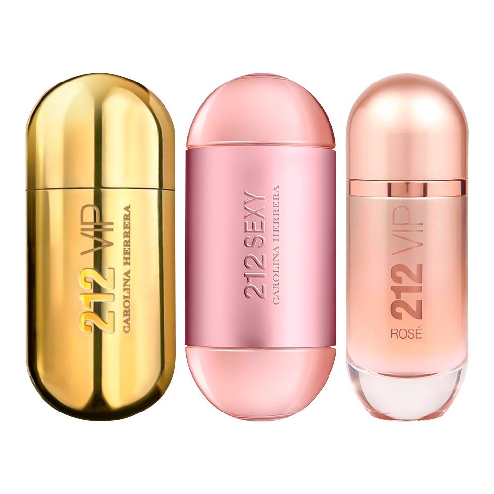 Combo de 3 Perfumes Femininos 212 VIP, 212 Sexy e 212 VIP Rosé